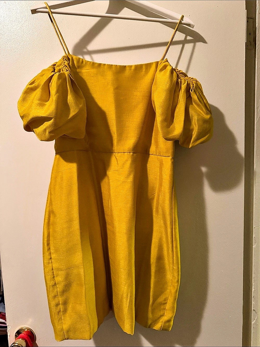 Anthropologie Yellow Puff Sleeve Mini Dress